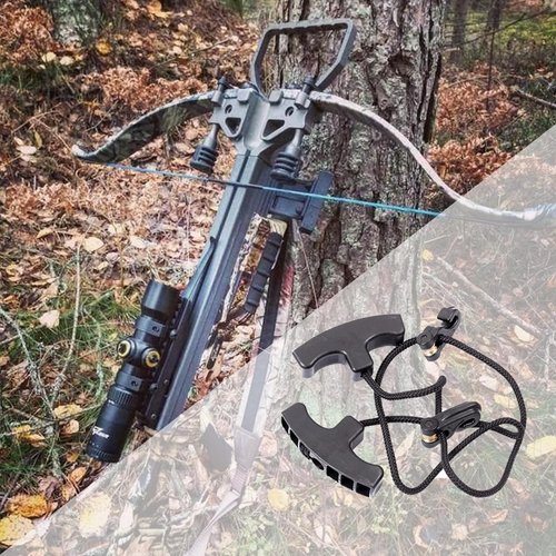 KURUGEILI Archery Cocking Devices Double T Handle Crossbow Cocking Rope Crossbow Pull Cord Rope Cocker String Puller Assist Tool for Crossbow Hunting-Works with All Crossbows