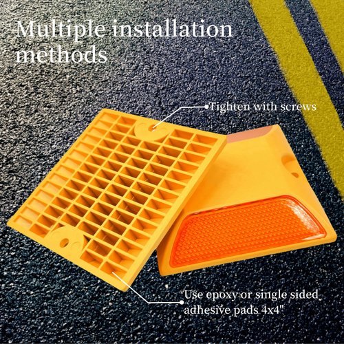 SWJLR 10 Pack 4 by 4 inch Driveway Reflectors, Driveways, Streets, Sidewalks and Asphalt Driveway Markers, Road Reflectors Great for Speed Bumps, Crosswalks, Highways, Driveways and Garages