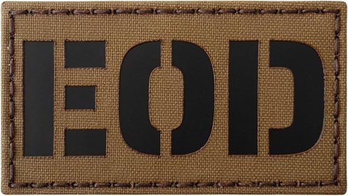 Infrared IR EOD Explosive Ordnance Disposal Bomb Squad 3.5x2 Tactical Morale Hook Patch (Coyote Brown)