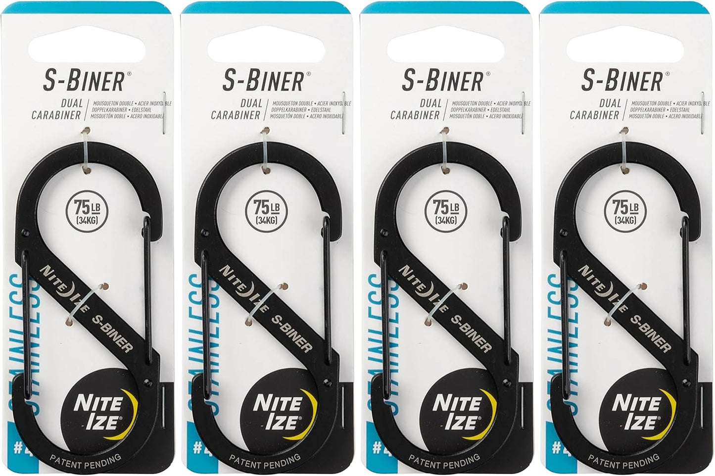 Nite Ize SB4-03-01 3.52" X 1.57" X 0.31" #4 Black S-Biner Dual Carabiner