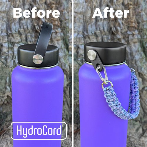 Gearproz HydroCord 3.0 H, Replacement Handle and Clips for Hydroflask Lids with Rivets, Fits Wide Mouth Bottles 12oz-64oz, Shoulder Strap, Water Bottle Handle, Durable Carrier (Black)