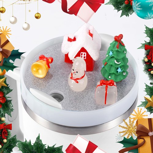 Snowman Cup Lid Accessories Charms for Stanley, Christmas Theme Silicone Straw Covers Cap & Acrylic Cup Lid Topper for Cup Dust Protection Holiday Decorations Compatible with Stanley Cups H2.0 40oz