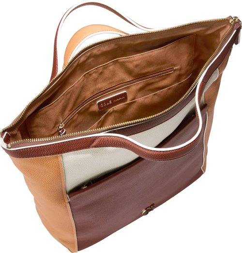 Cole Haan Women's Grand Series Grand Ambition Convertible Luxe Backpack, Dark Cuoio/Ivory/Biscuit/Mahogany