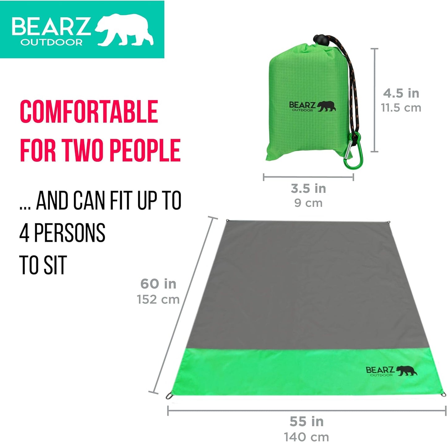 Pocket Blanket - Beach Blanket Waterproof Sandproof, Picnic Blankets Waterproof Foldable, Lightweight & Compact for Hiking, Camping, Travel, Festival Accessories
