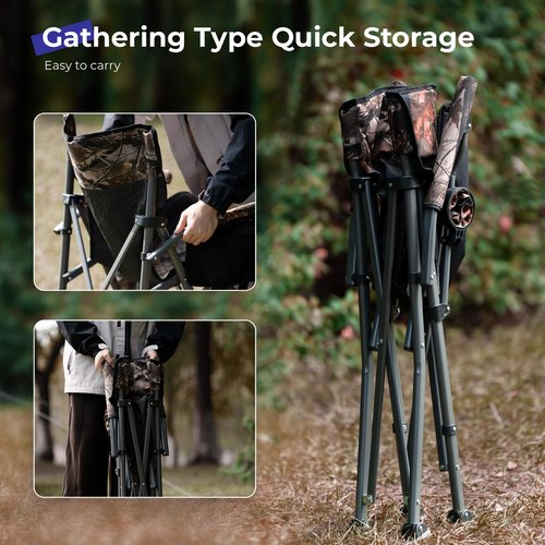 Byliable Camping Folding Chair, Heavy Duty Steel Frame Support 400 LBS with Side Pocket and Cup Holder, Portable for Camping, Fishing, Picnic,Camouflage