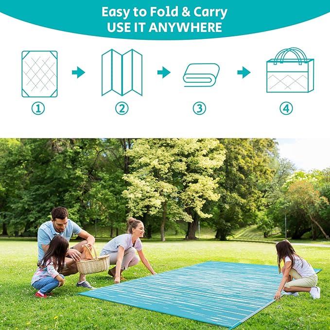 HEBE Outdoor Rug 8'x10' Waterproof for Patios Clearance, Reversible Plastic Straw Rug Camping Carpet, Indoor Outdoor Area Rugs Patio Mats for RV,Picnic,Backyard,Deck,Balcony,Porch
