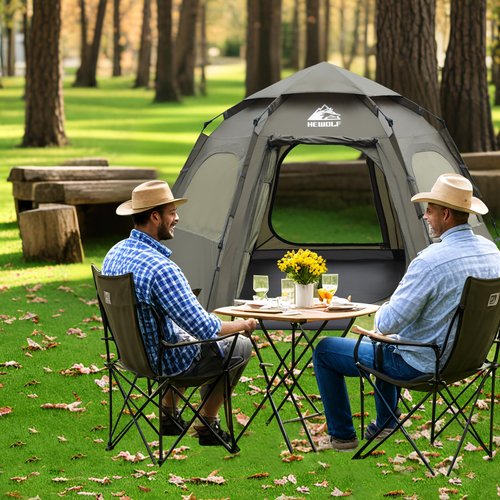Hewolf 2/3/4 Person Camping Tent - Instant Pop Up Waterproof 2 Doors Tent with Easy Setup | 3-Season Hexagonal Dome Design for Family, Hiking & Traveling (Green)