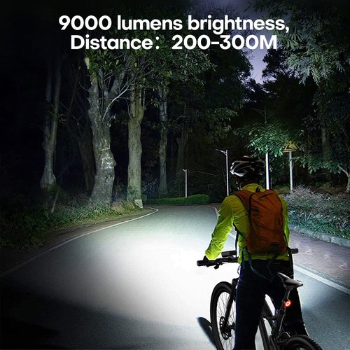 Bike Lights Set, Ultra-Long Battery Life 9000 Lumen Bike Light for Night Riding, Bike Headlight and Rear, IPX6 Waterproof, All-Aluminum Construction – Ideal for Mountain, Road, and City Cycling
