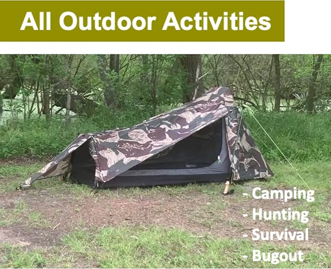 Ridgeback One Person Tent, Easy to Setup Waterproof Camping Tent for Survival Shelter, Bugout Bivy
