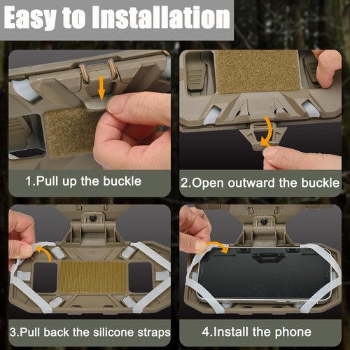 tactifans Tactical Plate Carrier Phone Mount, Universal Molle Phone Holder,Tactical Phone Holder Foldable Navigation Board for Tactical Vest Attachments
