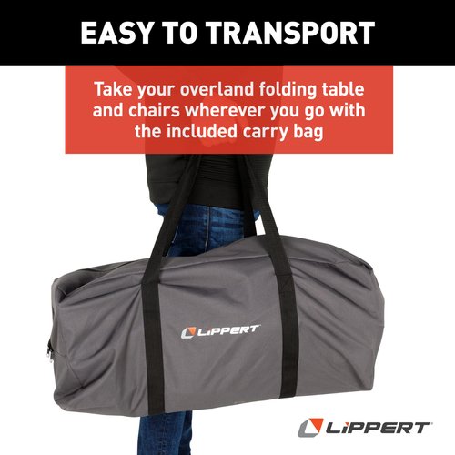 Lippert Baja Overlanding 3-Piece Chair & Table Set, 600-Denier Polyester Folding Chairs, Dual Cupholders, Innovative Scoop for Ultimate Comfort, Fold-up Convenience - 2023053719