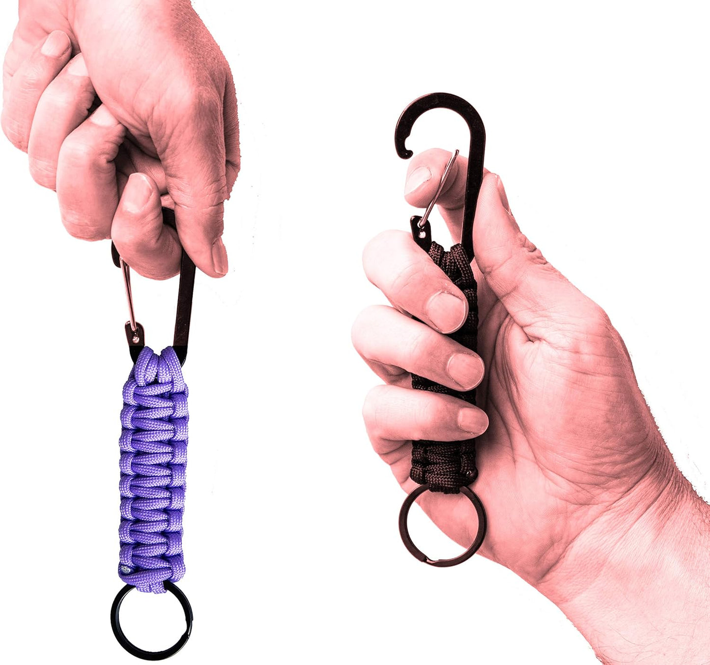 Paracord Lanyard Keychain with Carabiner Hook and Key ring