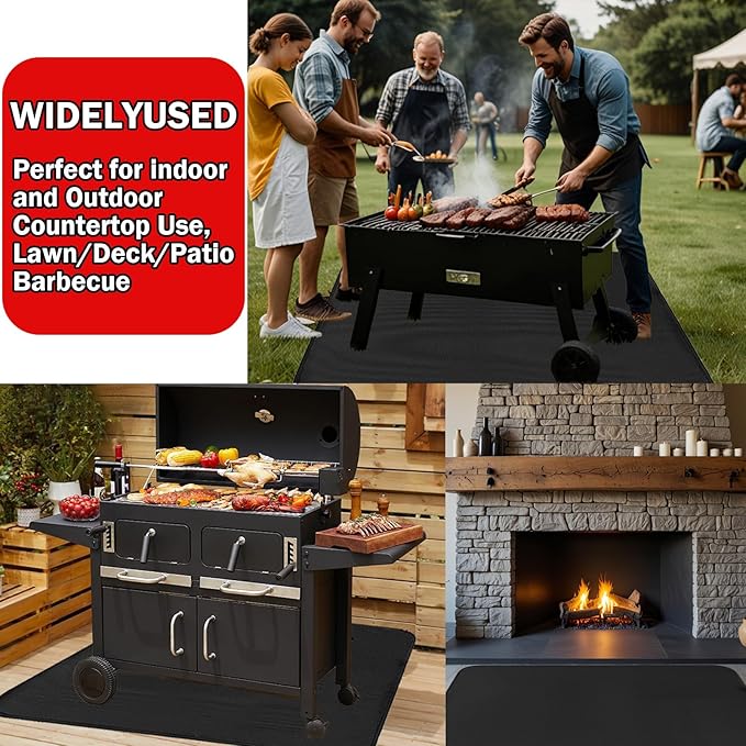 48x30 Inches Under Grill Mats for Outdoor Grill, Double-Sided Fireproof, Waterproof & Oil-Proof BBQ Matt for Under Grill, Deck, Patio & Grass Protector, Fire Pit Mat & Fireplace Mat