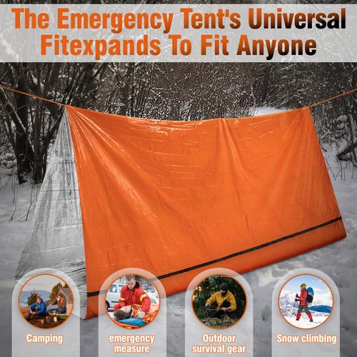Kilihot Emergency Tent Shelter 2 Person Emergency Survival Life Pocket Tent Waterproof and Windproof for Camping Hiking Outdoor Activities