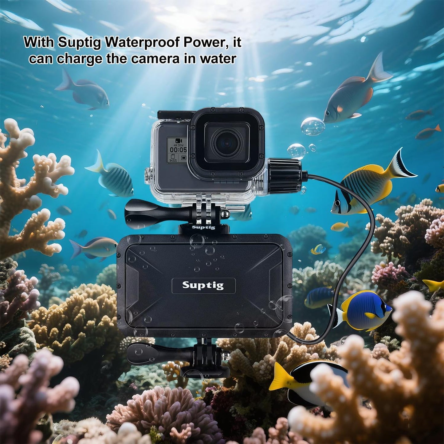 Suptig Replacement Waterproof Case Protective Housing Compatible for GoPro Hero 7 Black Hero 5 Gopro Hero 6 for Underwater Charge Use Water Resistant up to 164ft (50m)
