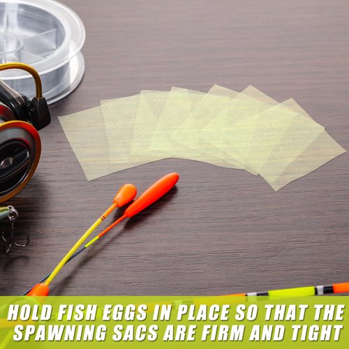 Woanger 100 Pcs Fishing Soft Spawn Net 3 x 3 Inch Catfish Bait Holder Netting Square Spawn Sack Mesh for Roe Bags Fishing Bait Accessories, Chartreuse