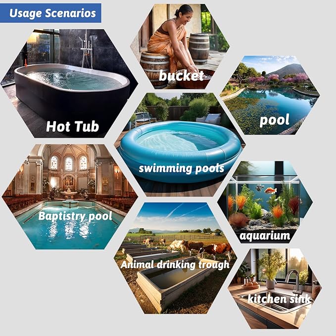 3000W 240V Titanium Immersion Water Heater Portable Electric inflatable pool & Hot Tub Submersible Water Heater with Temp Control, GFCI for above ground pool, Baptistry, baptism pool & spa