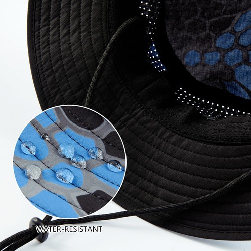 BASSDASH UPF 50+ Water-Resistant Fishing Bucket Hat with Laser Perforated Mesh Adjustable for Men Women Outdoor Hiking
