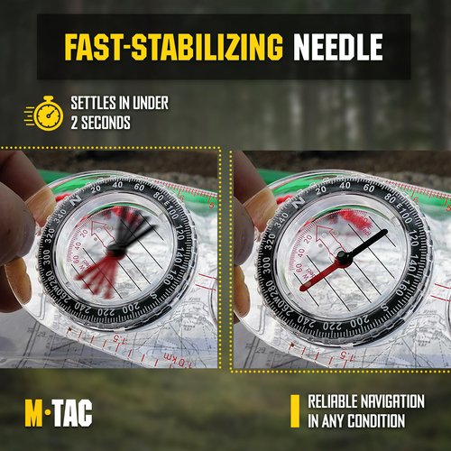 M‑Tac Liquid Filled Baseplate Compass – Glow‑in‑Dark Orienteering/Map‑Reading Compass for Hiking, Survival, Camping, Hunting, Navigation Set of 3