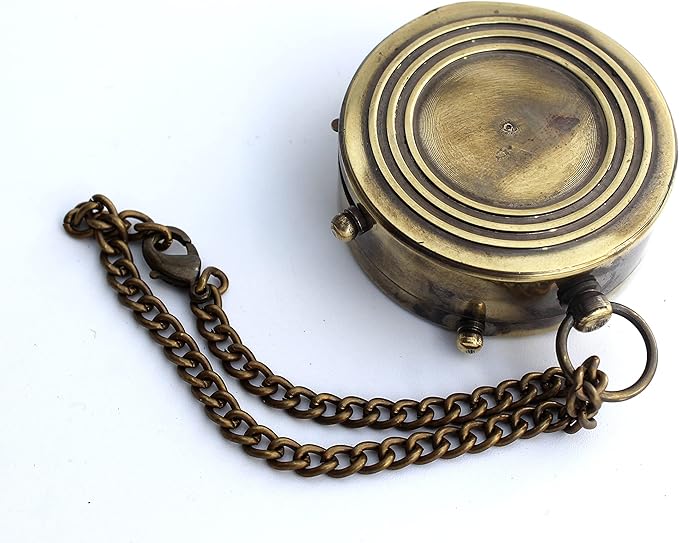 OCEAN REPLICAS Brass Antique Finish Engraved Quote Compass