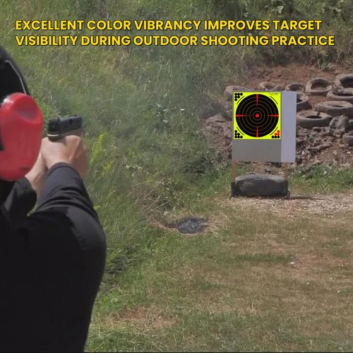 Lipulacer 12x12 inch Splatter Targets, Bullseye Shooting Targets Adhesive Stickers with Bright Fluorescent Yellow Effect for Outdoor Indoor Shooting Practice(20PACK)