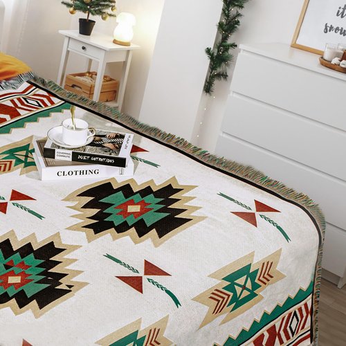 Samboo Mexican Blankets Western Home Decor, Native American Indian Woven Outdoor Throw Blanket for Couch, Bed, Camping, Soft Lightweight Durable, for Outdoor Picnic Beach, Machine Washable, 50"x60"