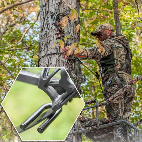 Bow Holder Treestand Bow Hangers,Portable Tree Stand Bow Holder for Hunting,Universal Treestand Bow Rest with Adjustable Knob, Easy Installation and Durable for Outdoor Hunting Gear Accessories