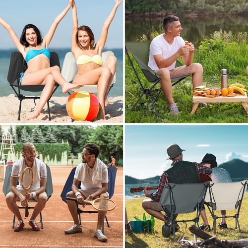 Outplea Folding Portable Camping Chair, Lightweight Foldable Outdoor Chair for Sports, Backpacking Beach Chair for Adults, Green