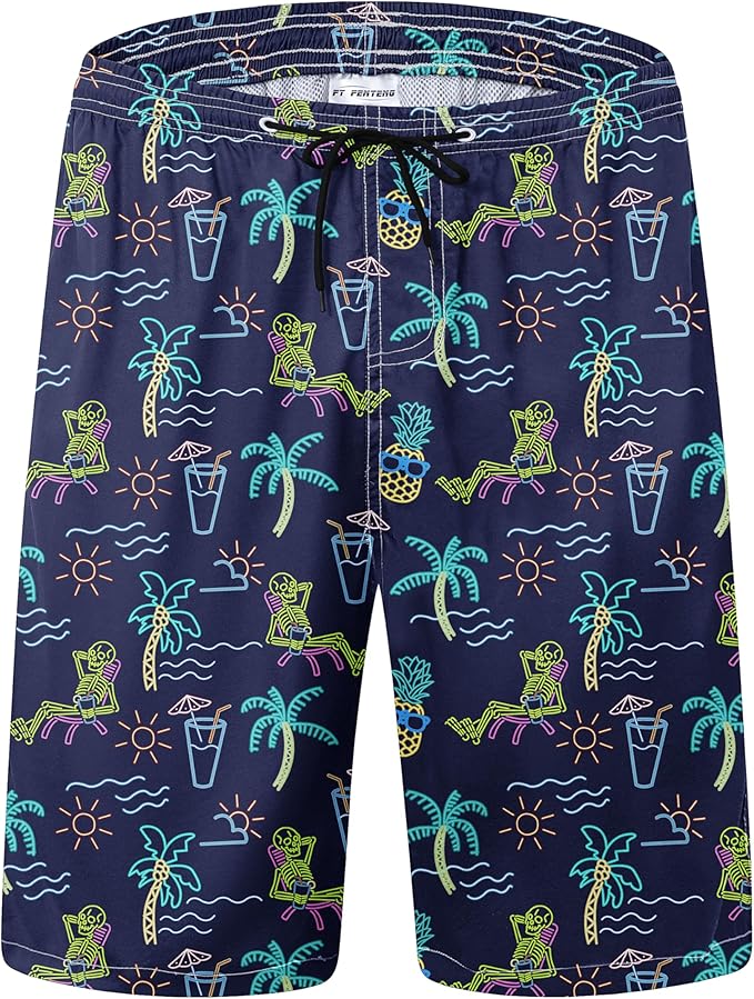 Mens Swim Trunks Quick Dry Board Shorts with Mesh Lining, Breathable Surf Beach Shorts Swimwear Bathing Suits