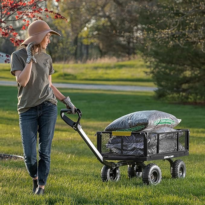 Gorilla Carts 4 Cu Ft Steel Utility Cart w/Removable Panels for Flatbed, 900 Lb Capacity