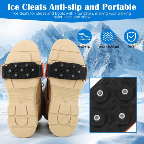 UNITACKLE Mid-Sole Ice Cleats for Walking on Snow and Ice, Non Slip Ice Cleats Snow Traction Cleats Crampon, Ice Snow Grippers Spikes for Shoes and Boots