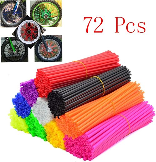 72Pcs Universal Spoke Skins Covers，Wheel Spoke Wraps Skins Pipe Trim Decoration Protector For Motorcycle Dirt Bike Yamaha Honda BMW Suzuki Kawasaki(Pink)