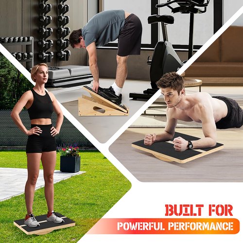 Yes4All 2-in-1 Professional Wooden Balance Boards & Slant Board, 400 lb Adjustable Incline Slant Board for Squats, Balance Boards for Adults