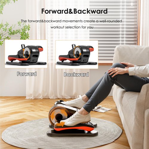 SogesPower Under Desk Elliptical Exercise Machine, Ellipse Leg Exerciser for Seniors with 12 Adjustable Speeds, Electric Seated Pedal Exerciser for Home with Remote Control, Black&Orange