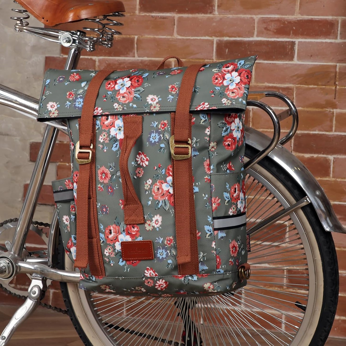 TOURBON Water Resistant Bike Bag Convertible Backpack with Laptop Compartment, Lightweight Quick-clip Bicycle Rear Rack Pannier for Men