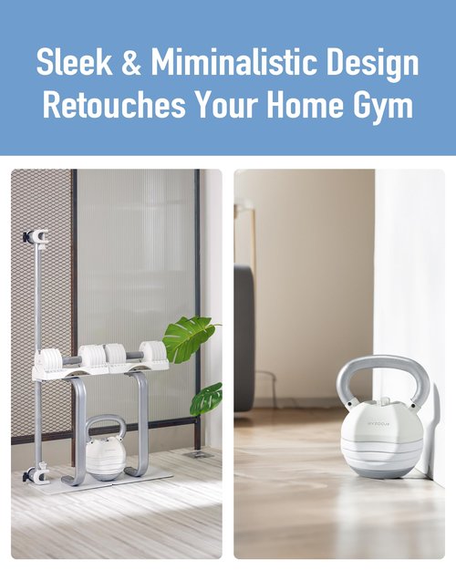 BYZOOM FITNESS Adjustable Kettlebell 30lb Weight Training Fitness Exercise Full Body Workout 5 in 1 for Home Gym Beginners Woman