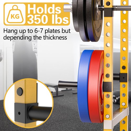 MIUONO Weight Plate Holder, Weight Plate Rack Storage for 2X2 Power Rack Attachments, Extended Version Hang More 2" Weight Plates (1 Pair)
