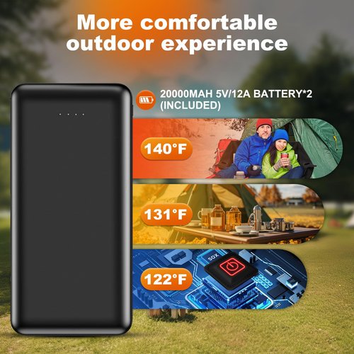 Sobalai Heated Double Camping Chair with 2 20000mAh Battery Pack, 2 Control Switches 2-Person Loveseat, 550 lbs for Outdoor Sports, Picnics, Rugby Match, Lawn. Make Your Autumn and Winter Warmer
