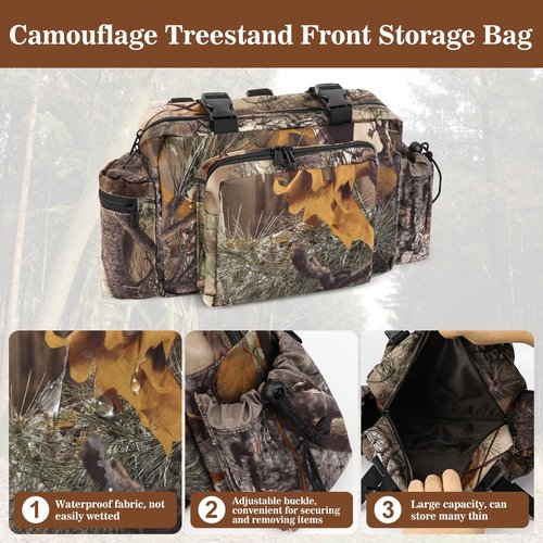 Front Storage Bag,Hunting Fanny Pack,Tree Stand Accessories for Hunting,Multiple Pockets Hunting Fanny Pack,Works with Climbing or Ladder Stands