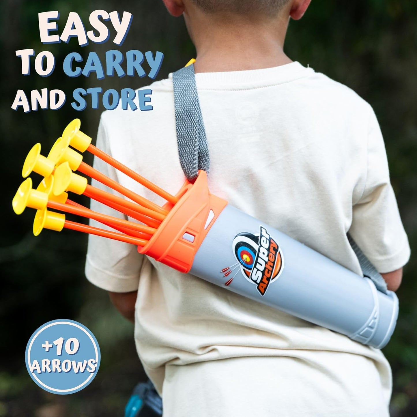 ToyVelt Kids Bow and Arrow Set - Light-Up Archery Set with 6 Suction Arrows, Target and Quiver - Outdoor and Indoor Toy for Boys and Girls Ages 4-12 (Green)