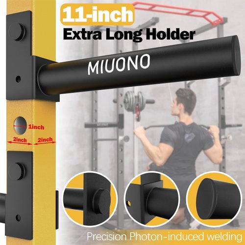 MIUONO Weight Plate Holder, Weight Plate Rack Storage for 2X2 Power Rack Attachments, Extended Version Hang More 2" Weight Plates (1 Pair)