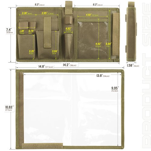 LIVANS Tactical Pouch Military Map Case Holder Army Foldable Map Storage Pouch Multifunctional for Outdoors or Hiking - 13"x10" Clear Viewing Area,1000D Oxford + Waterproof TPU
