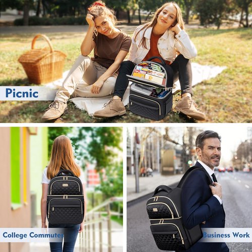 REXMONA Backpack Cooler Lunch Backpacks Double Decker Lunch Box,Insulated Backpacks Lunch Cooler Bags, Lightweight Leakproof Lunchbox Back Pack for Women Men to Travel,Picnic,Hiking,Beach,Camping