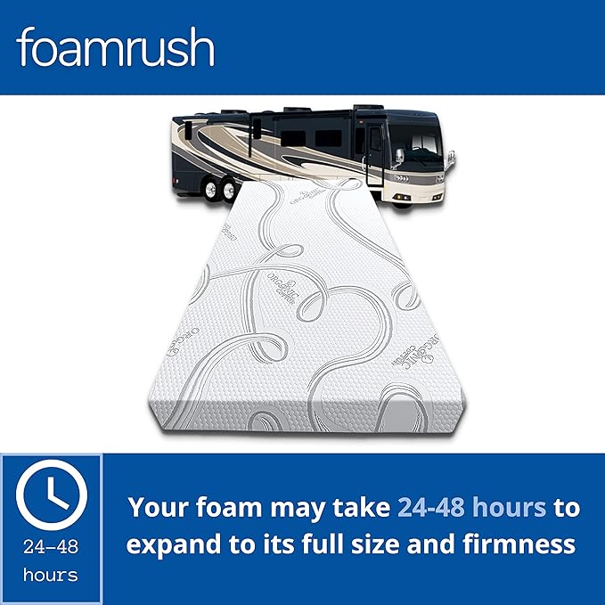 FoamRush 6-Inch Bunk (28" x 75") Mattress Gel Memory Foam RV Mattress Replacement with Cotton Cover, Medium Firm, Comfort, Pressure Relief, Made in USA, Travel Camper Trailer Truck