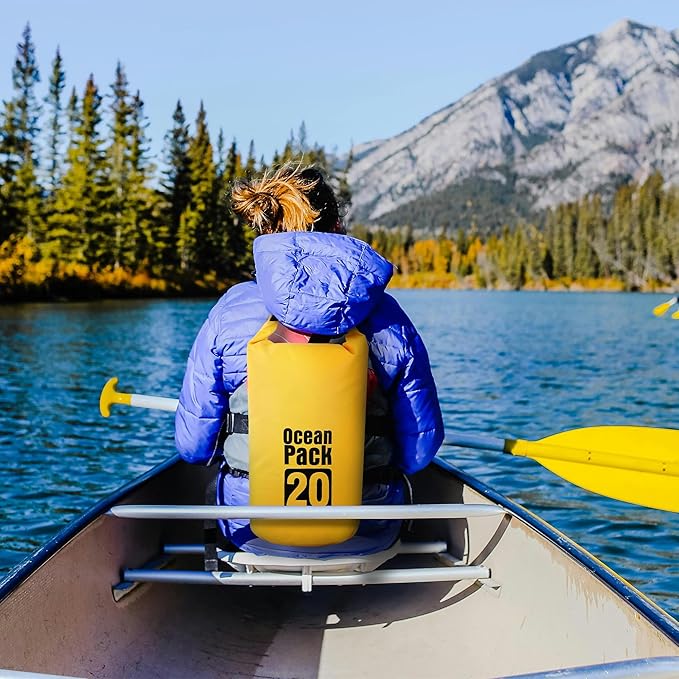Dry Bag Waterproof for Women Men,10L Rolled Lightweight Dry Storage Bag Backpack with Phone Case for Travel,Swimming,Boating, Kayaking,Camping & Beach,Yellow