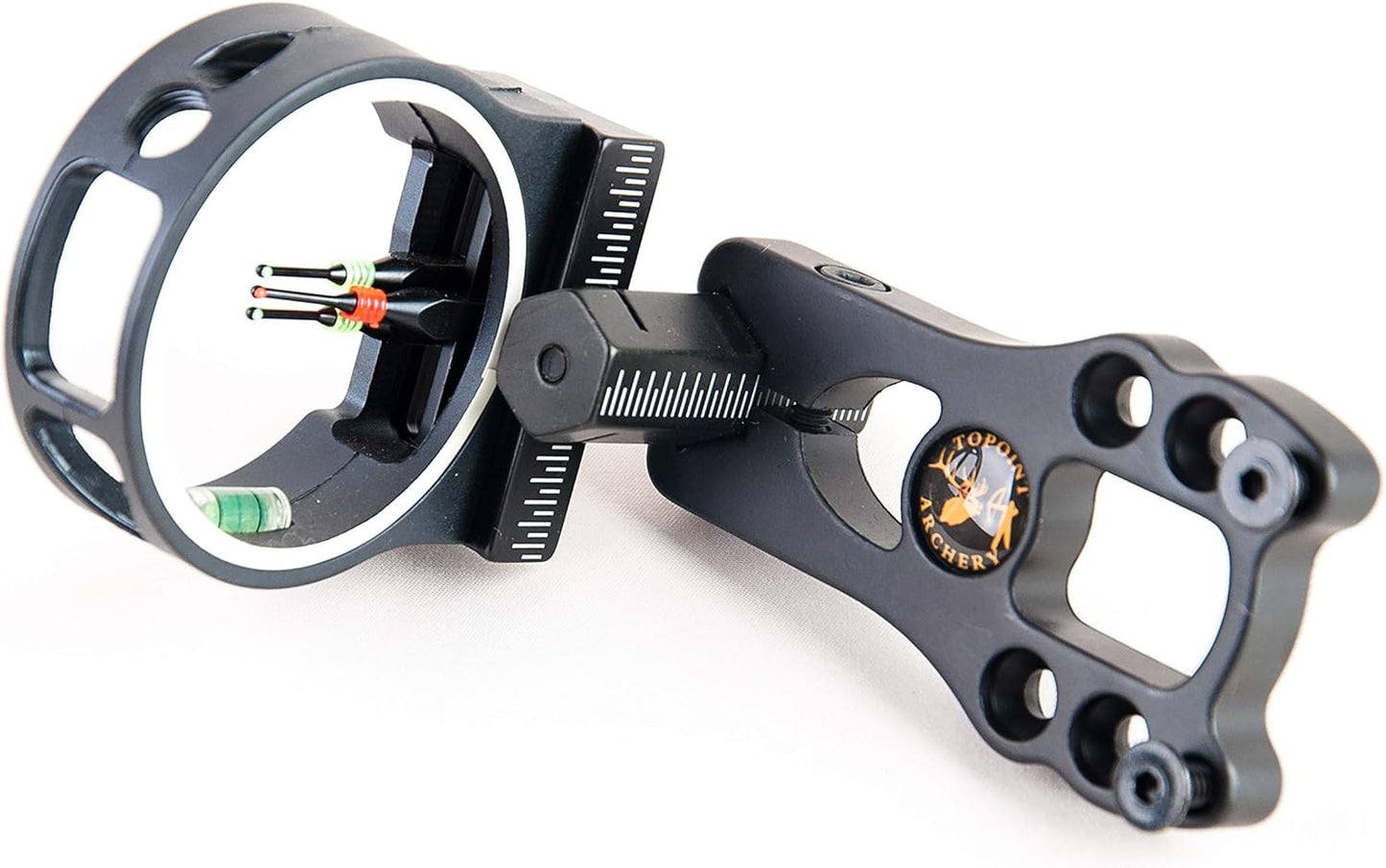 TOPOINT 3 Pin Bow Sight - Adjustable Fiber Optic, Brass Pins, Aluminum - Right/Left Handed