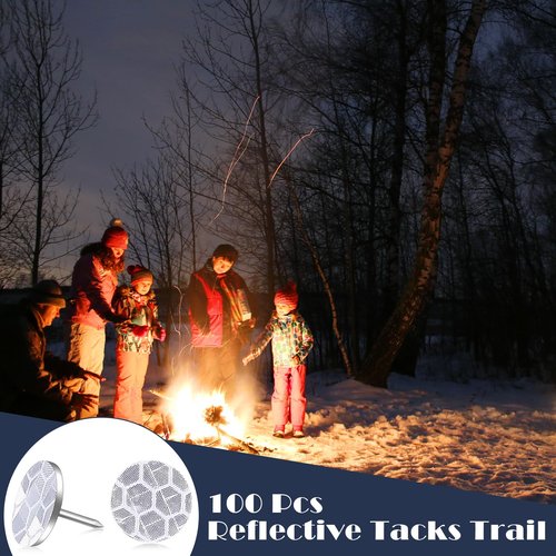 Fullhawl 100 Reflective Tacks Trail Marking Tacks Glow Reflective Mark Trail Markers Thumb Nails for Hunting Hiking Camping Tree Stand (Sliver)