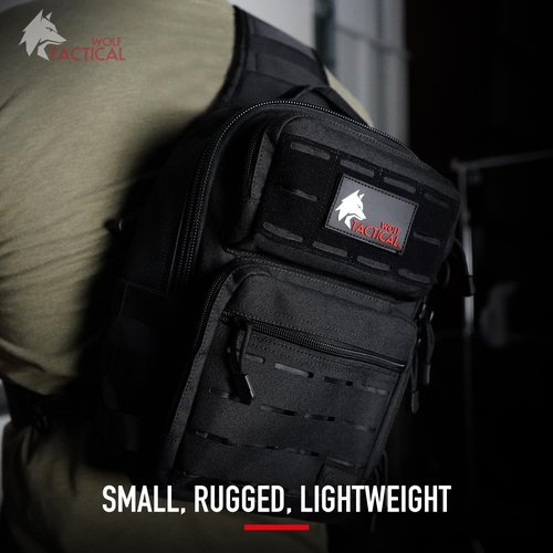 WOLF TACTICAL EDC Sling Bag - Concealed Carry Shoulder Bag for Range, Travel, Hiking, Outdoor Sports (Black)