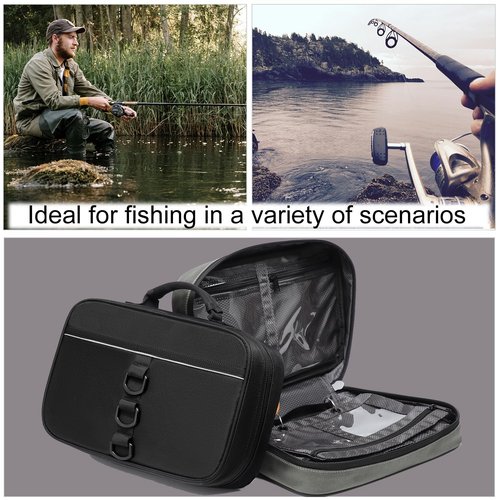 XINTREY Fishing Tackle Bag soft Bait Binder Utility Bait Bass Lure Storage Bag with 4 Single Pocket Sleeves and 2 Double Pocket Sleeves Fishing Tackle Box