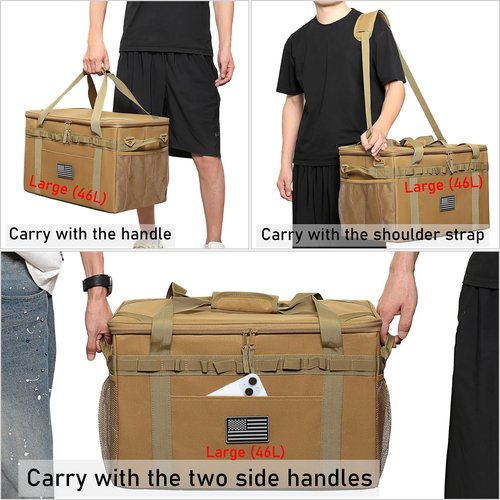 Lemubeane Tactical Camping Storage Bag Utility Tote Bag Organizer with Axe Holder & Shoulder Strap (OD Green, X-Large (57L))